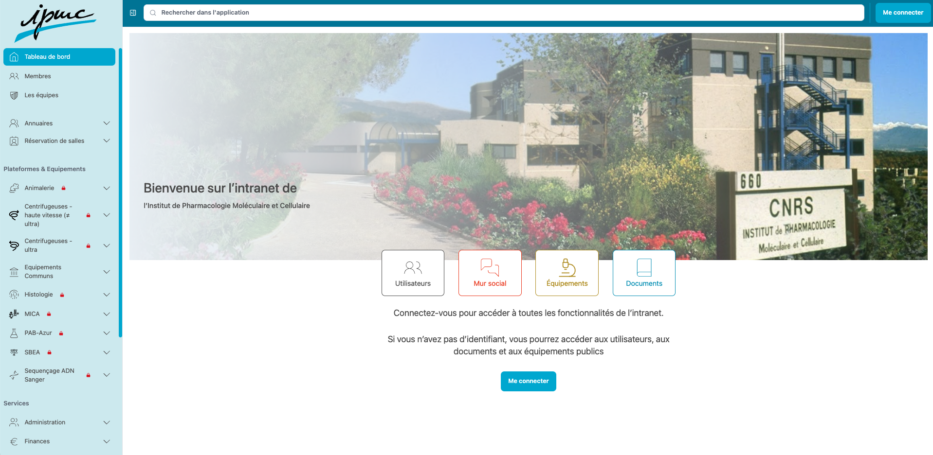 Intranet IPMC-CNRS screenshot 1