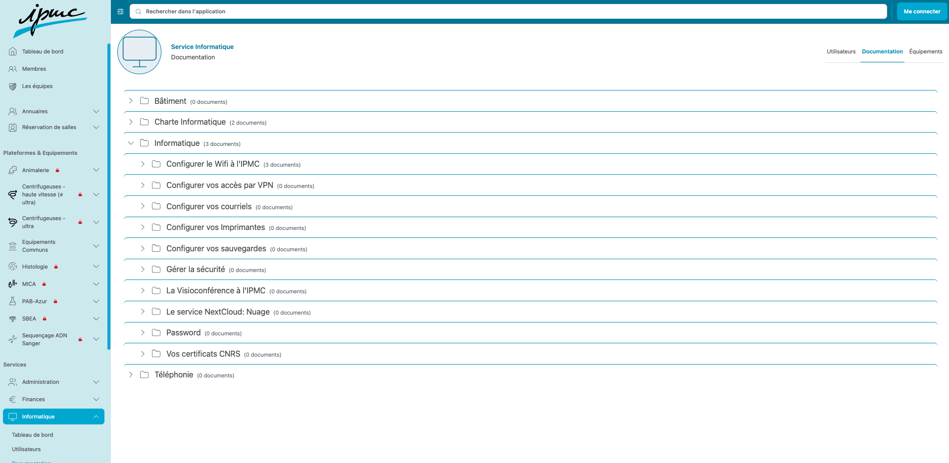 Intranet IPMC-CNRS screenshot 3