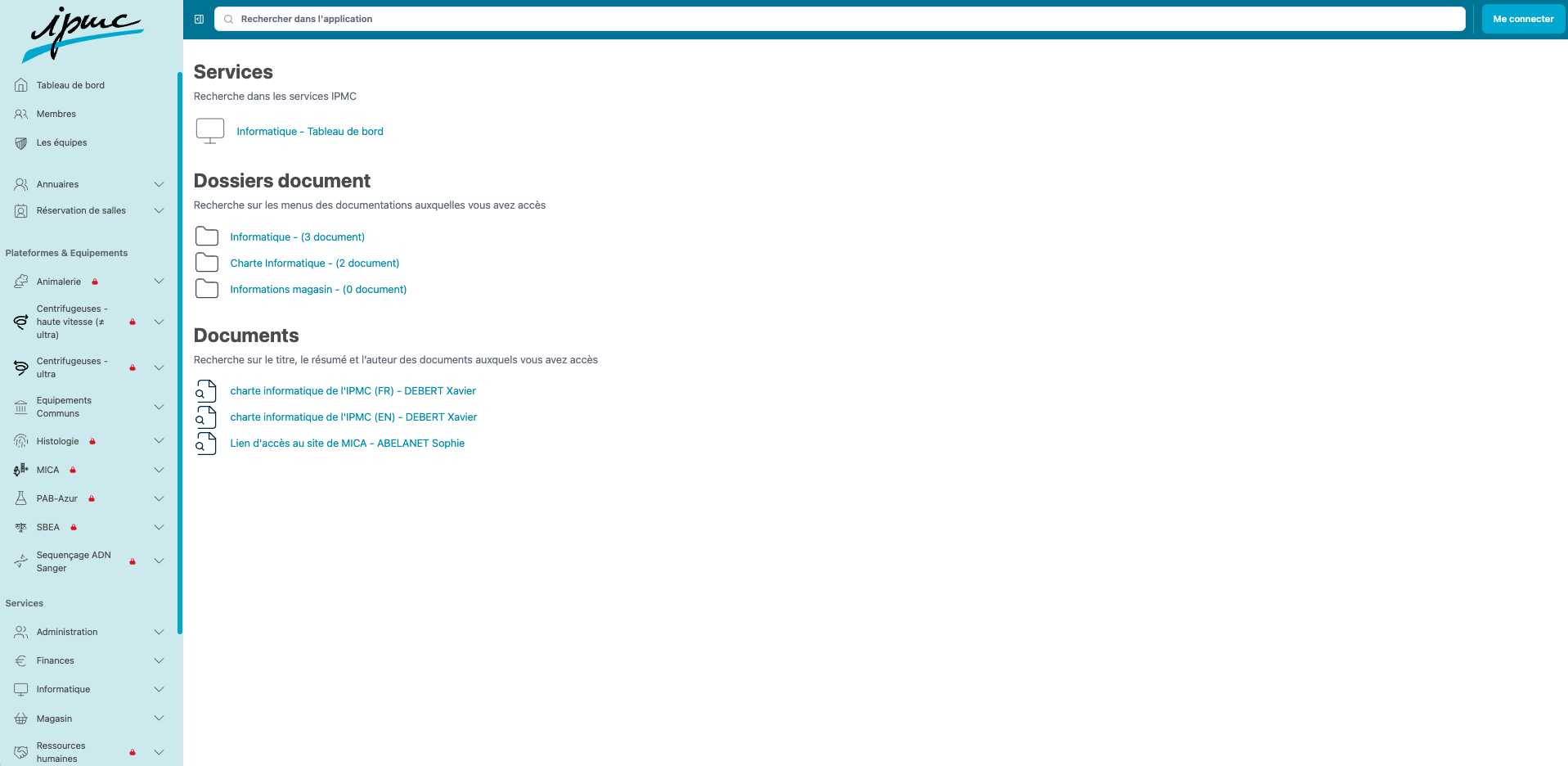 Intranet IPMC-CNRS screenshot 4